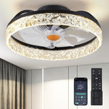 Ceiling Fans with Lights Low Profile - 15.7" Flush Mount Modern Ceiling Fans with Remote Control, Bladeless Enclosed Ceiling Fans for Indoor Bedroom, Living Room and Kitchen