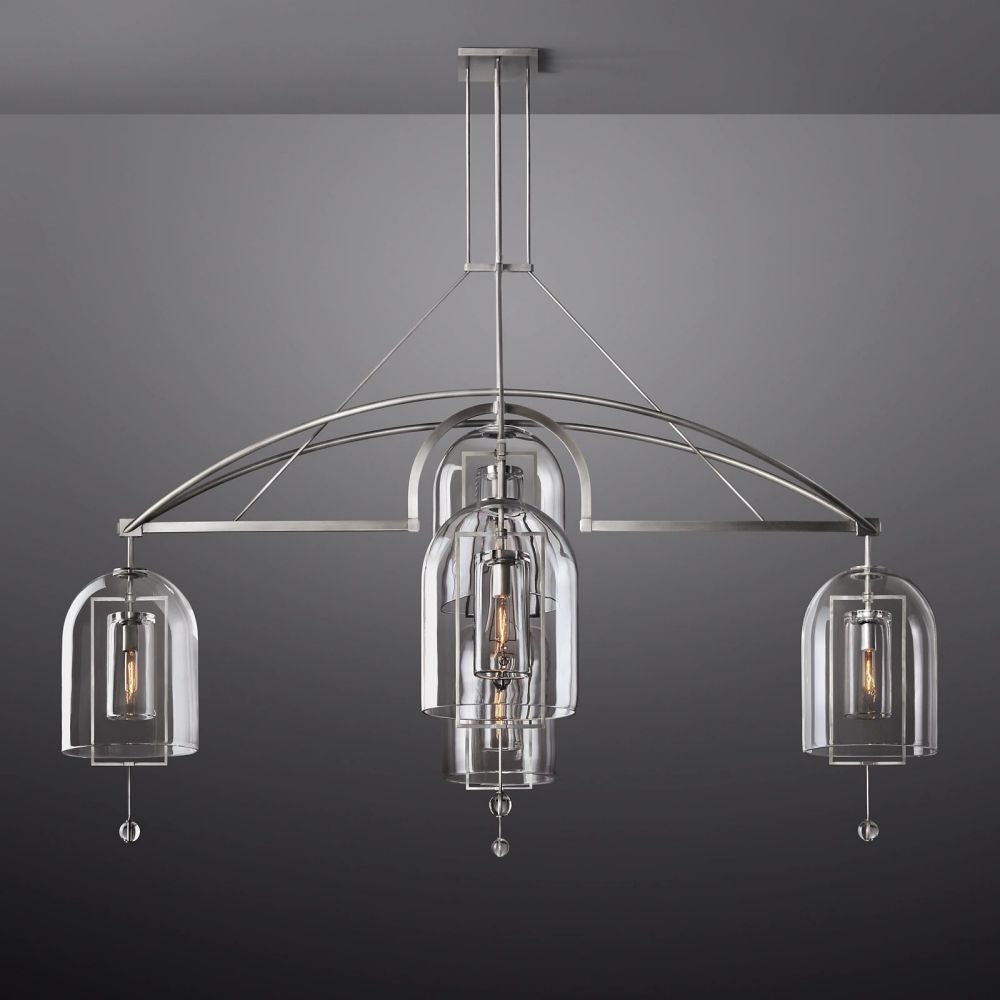 Modern Circular 85" Chandelier from Fulcron Collection 5 Lights - Antique Premium Metal with Refined Satin NickelFinish - A500-SN/51001/85