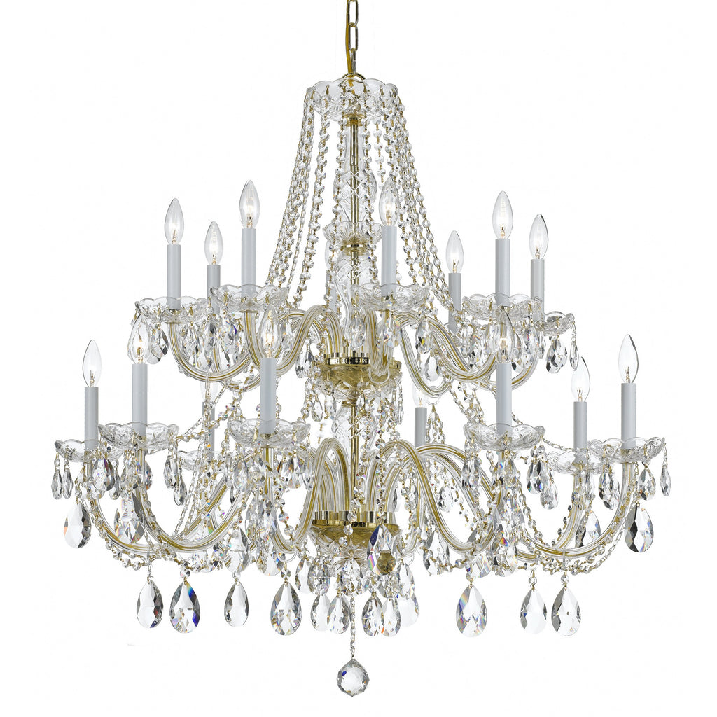 8 Light Polished Brass Crystal Chandelier Draped In Clear Swarovski Strass Crystal - C193-1139-PB-CL-S