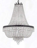 Set of 2-1 French Empire Crystal Chandelier Lighting H36" X W30" W/Dark Antique Finish! and 1 French Empire Crystal Flush Chandelier Lighting H21" X W30" w/Dark Antique Finish! - 1EA CB/870/14 + 1EA FLUSH/CB/870/14 A500-
