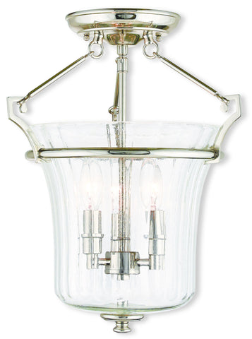 Livex Cortland 3 Light Polished Nickel Ceiling Mount - C185-50923-35