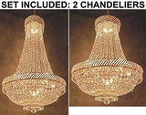 Set of 2-1 French Empire Crystal Chandelier Chandeliers Lighting H46" X W23" and 1 French Empire Crystal Chandelier Chandeliers Lighting H26" X W23" - 1EA C7/CG/448/9 + 1EA 448/9 A500-