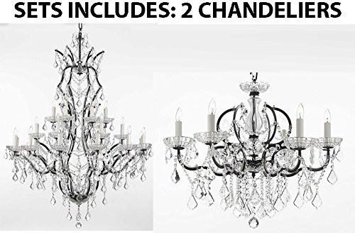 Set Of 2 - 1 19Th C. Baroque Iron & Crystal Chandelier Lighting H 52" X W 41" And 1 19Th C. Baroque Iron & Crystal Chandelier Lighting Dressed With Empress Crystal (Tm) H 25" X W 26" - 1 Ea 996/25 + 1 Ea 994/6 A500-