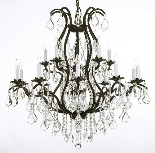 Swarovski Crystal Trimmed Chandelier Wrought Iron Chandelier Dressed With Swarovski Crystal - A500-3034/10+5Sw