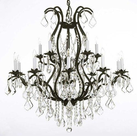 Wrought Iron Chandelier Crystal Chandeliers Lighting H36" X W36" - A500-3034/10+5