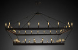 Wrought Iron Vintage Barn Metal Castile Two Tier Square Chandelier Chandeliers Industrial Loft Rustic Lighting W 63" H 60" - A500-3428/52