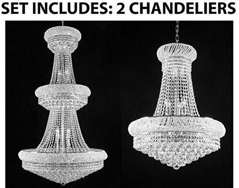 Set Of 2 - 1 For Entryway/Foyer And 1 For Dining Room French Empire Empress Crystal (Tm) Chandeliers Chandelier Lighting - 1Ea Cs/541/32 + 1Ea Cs/542/15 A500-