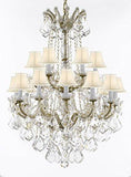 Swarovski Crystal Trimmed Chandelier Maria Theresa Crystal Chandelier Chandeliers Lighting With White Shades H 36" X W 28" - Great For Dining Room Entryway Or Living Room - A500-B12/Whiteshades/152/18Sw