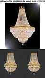 Set Of 3 - 1 Swarovski Crystal Trimmed Chandelier Empire Chandelier Lighting H 30" X W 24" And 2 Swarovski Crystal Trimmed Chandelier Empire Crystal Wall Sconce Lighting W 9.5" H 18" D 5" - 1Ea-870/9 + 2Ea-Wallsconce/Cg/4/5-Sw A500-