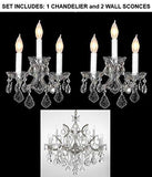 Set Of 3 - 1 Crystal Chandelier Lighting H 30" W 22" And 2 Maria Theresa Wall Sconce Crystal Lighting H14" x W11.5" Trimmed With Spectra (Tm) Crystal - Reliable Crystal Quality By Swarovski - 1Ea-Cs/B7/21532/12+1 + 2Ea-Cs/2813/3-Sw A500-