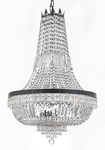 French Empire Crystal Chandelier Lighting With Dark Antique Finish Great for the Dining Room, Foyer, Entry Way, Living Room H36"X W30" - A500-B8/CB/870/14