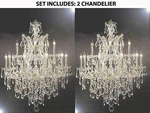 Set Of 2 - Maria Theresa Swarovski Crystal Trimmed Chandelier Lighting Chandeliers H30" X W28" - 2Ea-Silver/21532/12+1Sw A500-