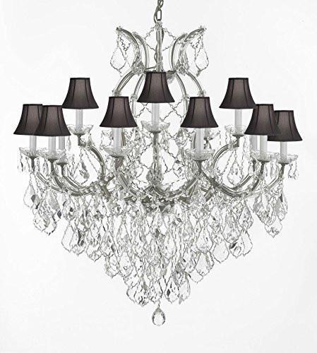 Swarovski Crystal Trimmed Chandelier Maria Theresa Empress Crystal (Tm) Chandelier Lighting H 38" W 37" With Black Shades - A500-Sc/Blackshade/Silver/1/21510/15+1Sw