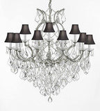 Swarovski Crystal Trimmed Chandelier Maria Theresa Empress Crystal (Tm) Chandelier Lighting H 38" W 37" With Black Shades - A500-Sc/Blackshade/Silver/1/21510/15+1Sw