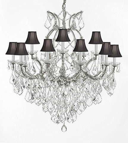 Swarovski Crystal Trimmed Chandelier Maria Theresa Empress Crystal (Tm) Chandelier Lighting H 38" W 37" With Black Shades - A500-Sc/Blackshade/Silver/1/21510/15+1Sw
