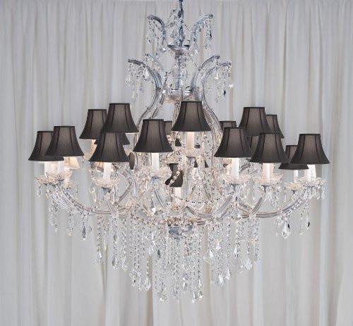 Swarovski Crystal Trimmed Chandelier Maria Theresa Chandelier Crystal Chandeliers Lighting H52" X W46" With Black Shades - A500-Blackshades/Silver/52/2Mt/24+1 Sw