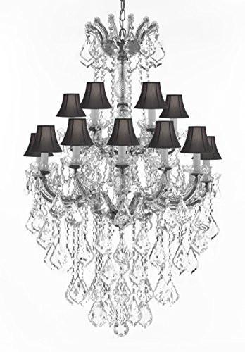 Swarovski Crystal Trimmed Chandelier Maria Theresa Crystal Chandelier Chandeliers Lighting With Black Shades H 50" X W 30" - Great For Dining Room Entryway Or Living Room - A500-B13/Cs/Blackshades/152/18Sw