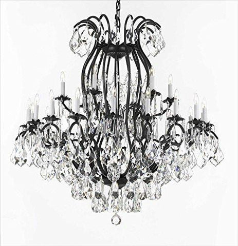 Swarovski Crystal Trimmed Chandelier Wrought Iron Crystal Chandelier Lighting H46" W46" Perfect For An Entryway Or Foyer - A500-3034/18+6Sw