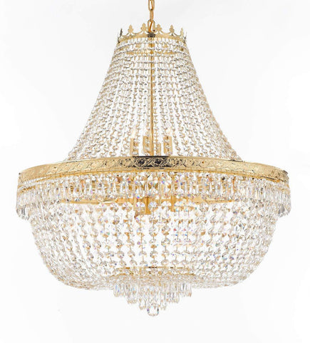 Nail Salon French Empire Crystal Chandelier Lighting - Great for The Dining Room, Foyer, Entryway, Family Room, Bedroom, Living Room and More! H 36" W 36" - A500-H36/CG/4199/25