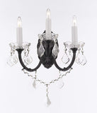 Set of 3-2 Wrought Iron Wall Sconce Crystal Lighting W 11.5" H 14" D 17" and 1 Wrought Iron Crystal Chandelier Lighting H30 x W28 - 2EA A500-3/556 + 1EA A500-556/12