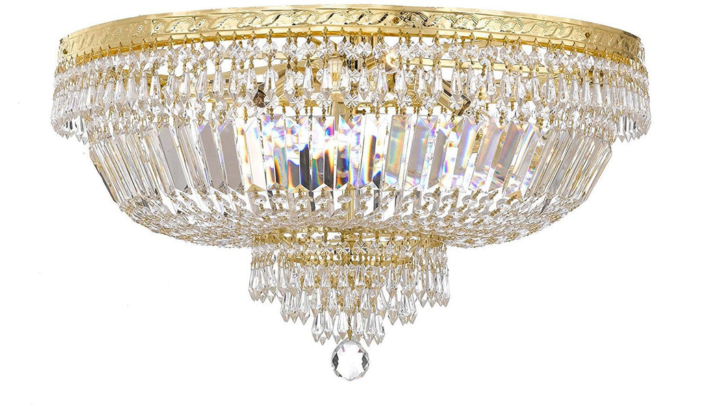 French Empire Crystal Semi Flush Basket Chandelier Chandeliers Lighting H21" X W30" - A500-B8/FLUSH/CG/870/14
