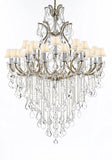 Swarovski Crystal Trimmed Chandelier Lighting Chandeliers H65" X W46" Great for the Foyer, Entry Way, Living Room, Family Room and More w/White Shades - A500-B12/WHITESHADES/52/2MT/24+1SW