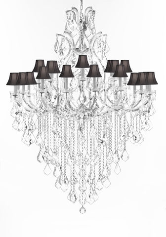 Swarovski Crystal Trimmed Chandelier Lighting Chandeliers H65"XW46" Great for the Foyer, Entry Way, Living Room, Family Room and More w/Black Shades - A500-B12/BLACKSHADES/CS/52/2MT/24+1SW