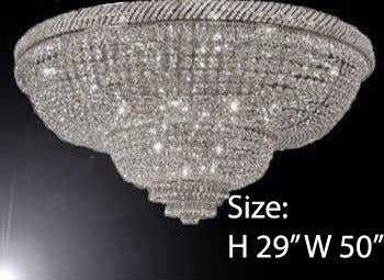 French Empire Crystal Flush Basket Chandelier Lighting H 29" W 50" - A500-Flush/Silver/448/48